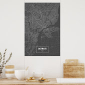 ミシガン州デトロイト（白から黒） ポスター (キッチン)