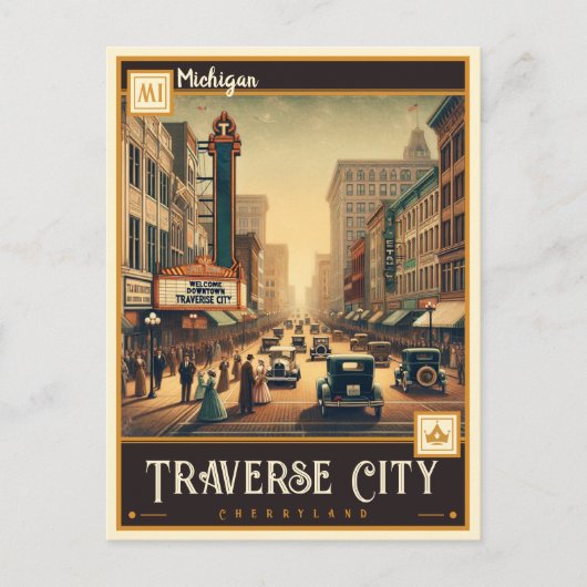 ミシガン州トラバースシティ |ヴィンテージ ポストカード (正面)
