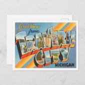 ミシガン州トラバース・シティからの挨拶 ポストカード (正面/裏面)