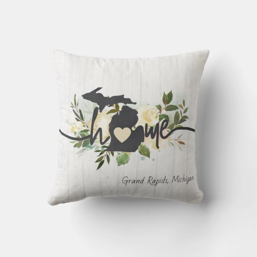 ミシガン州パーソナライズされたユアホームシティ素朴 クッション (裏面)