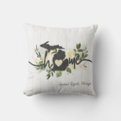 ミシガン州パーソナライズされたユアホームシティ素朴 クッション (正面)