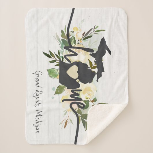 ミシガン州パーソナライズされたユアホームシティ素朴 シェルパブランケット (正面)