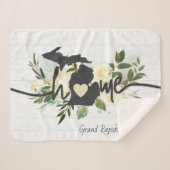 ミシガン州パーソナライズされたユアホームシティ素朴 シェルパブランケット (正面(横))