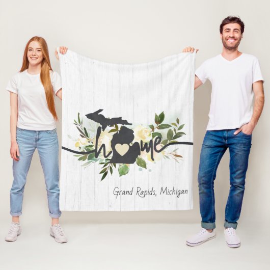 ミシガン州パーソナライズされたユアホームシティ素朴 フリースブランケット (インサイチュ)