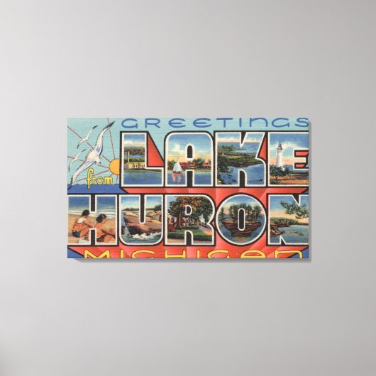 ミシガン州ヒューロン湖 – Large Letter Scenes キャンバスプリント (正面)