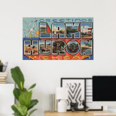 ミシガン州ヒューロン湖 – Large Letter Scenes ポスター (ホームオフィス)