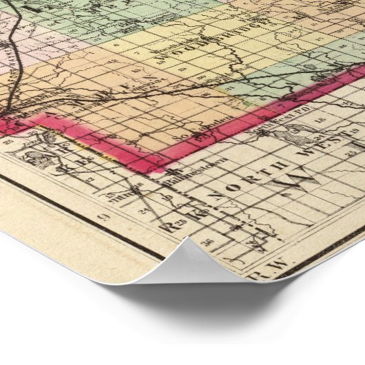 ミシガン州ヒルズデールの地図 ポスター (角)