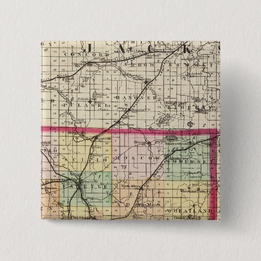 ミシガン州ヒルズデール郡の地図 缶バッジ (正面)