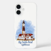 ミシガン州ビッグセーブルポイント灯台の水彩画 Case-Mate iPhoneケース (裏面)