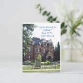 ミシガン州ベイシティのセージブランチライブラリー ポストカード (スタンド正面)
