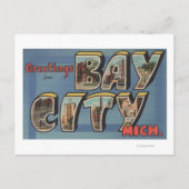 ミシガン州ベイシティ – ラージレターのシーン ポストカード (正面)