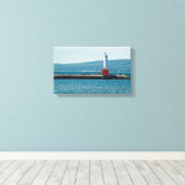 ミシガン州ペトスキー・ピアヘッド・ライト・ハウス キャンバスプリント (インサイチュ (ウッドフロア))