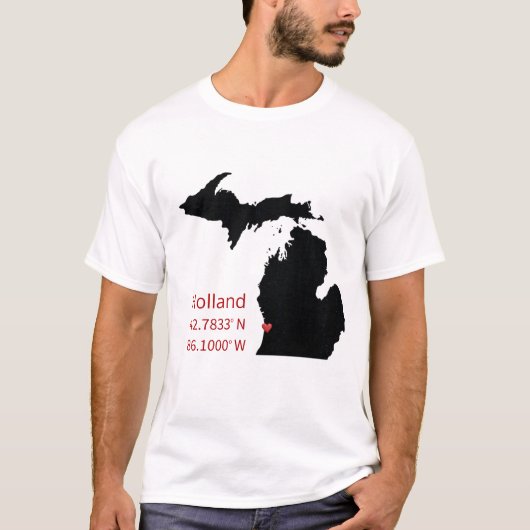 ミシガン州ホランドのGPS座標 Tシャツ (正面)