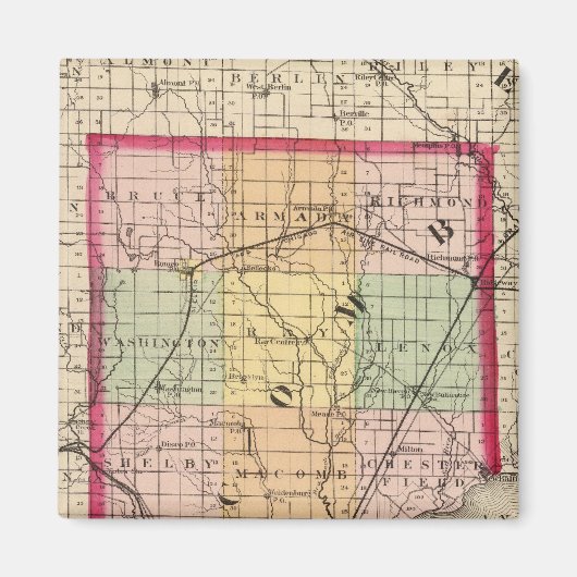 ミシガン州マクマブ郡の地図 マグネット (正面)