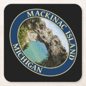 ミシガン州マッキナック島のアーチロック スクエアペーパーコースター (正面)