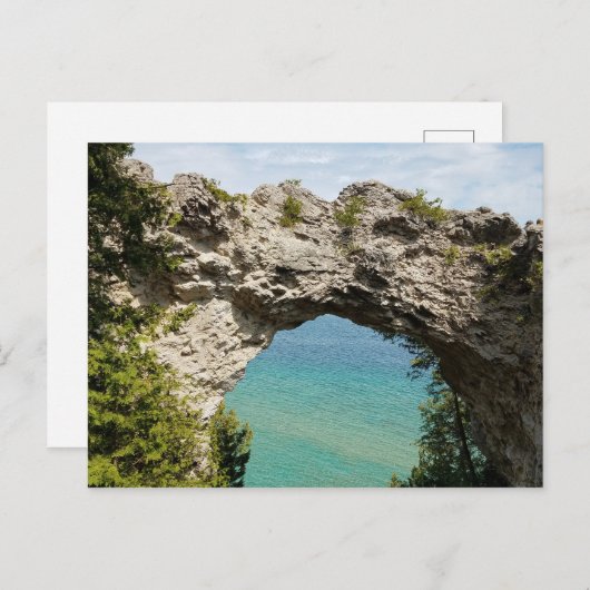 ミシガン州マッキナック島のアーチロック ポストカード (正面/裏面)