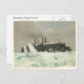 ミシガン州マッキノー海峡のヴィンテージカーフェリー ポストカード (正面/裏面)