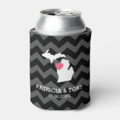 ミシガン州マップカスタムとハートと名前 缶クーラー (缶正面)