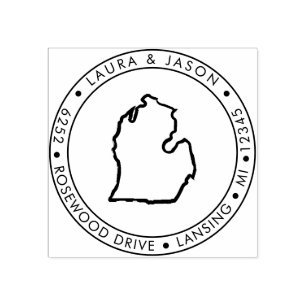 ミシガン州マップ差出人住所ウッドアートスタンプ ラバースタンプ