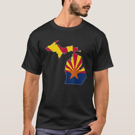 ミシガン州マップARIZONA AZフラグルーツメンズウィメンズ Tシャツ (正面)
