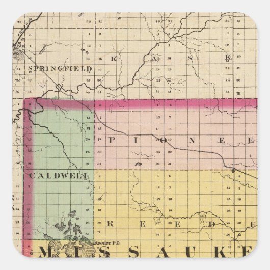 ミシガン州ミッソーキー郡の地図 スクエアシール (正面)
