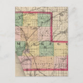 ミシガン州ムスケゴン郡の地図 ポストカード (正面)