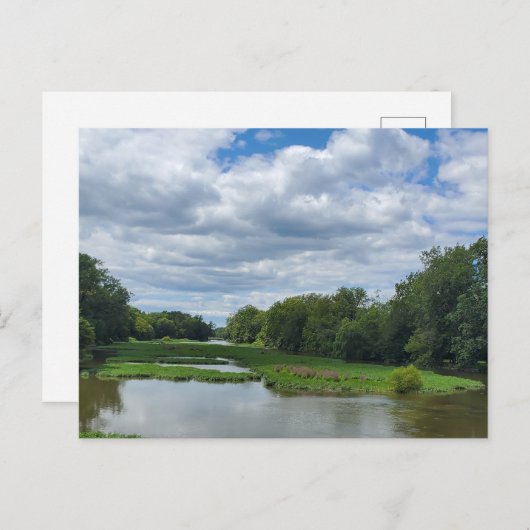 ミシガン州モンローのレーズン川 ポストカード (正面/裏面)