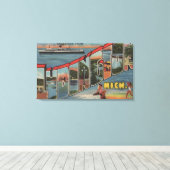 ミシガン州ラディントン – ラージレターのシーン キャンバスプリント (インサイチュ (ウッドフロア))