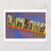 ミシガン州ランシングからのヴィンテージの挨拶 ポストカード (正面)