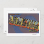 ミシガン州ランシング – ラージ・レター・シーン ポストカード (正面/裏面)