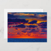 ミシガン州ルディントンのミシガン湖に沈む夕日 ポストカード (正面/裏面)