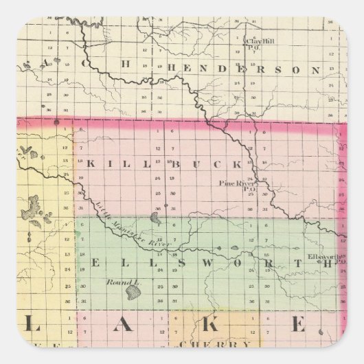 ミシガン州レイクカウンティの地図 スクエアシール (正面)