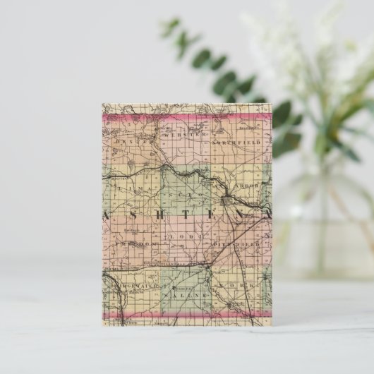 ミシガン州ワシュテノーの地図 ポストカード (スタンド正面)