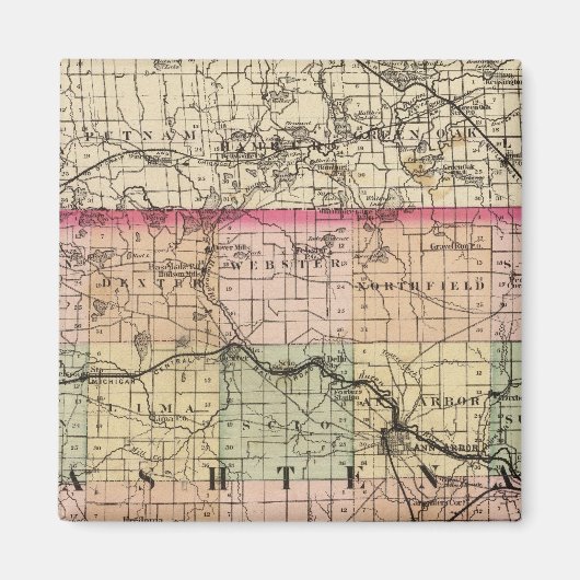 ミシガン州ワシュテノーの地図 マグネット (正面)