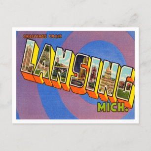ミシガン州ヴィンテージ旅行ランシングからの挨拶 ポストカード