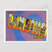 ミシガン州ヴィンテージ旅行ランシングからの挨拶 ポストカード (正面)