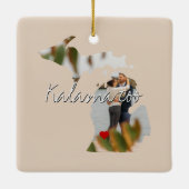 ミシガン州写真の挿入と町名 セラミックオーナメント (裏面)