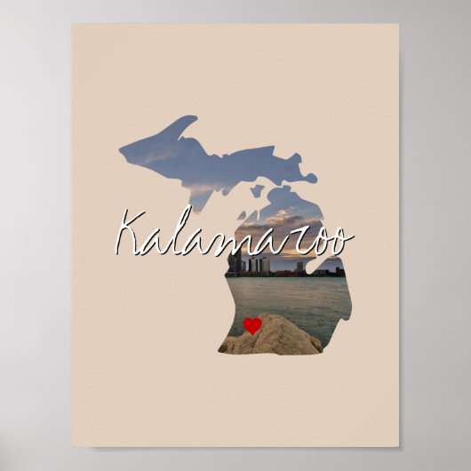 ミシガン州写真の挿入と町名 ポスター (正面)