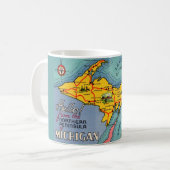 ミシガン州北部ペニシュラ地図 コーヒーマグカップ (正面左)
