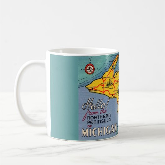 ミシガン州北部ペニシュラ地図 コーヒーマグカップ (左)