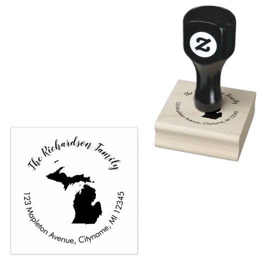 ミシガン州差出人住所ゴム印 ラバースタンプ (押印)