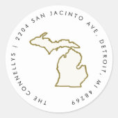 ミシガン州差出人住所ラベル ラウンドシール (正面)