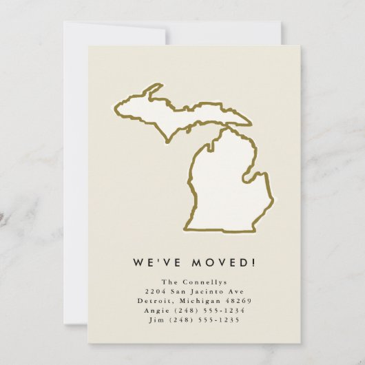 ミシガン州引っ越しましたシックなハンドドロー移動 案内状 (正面)