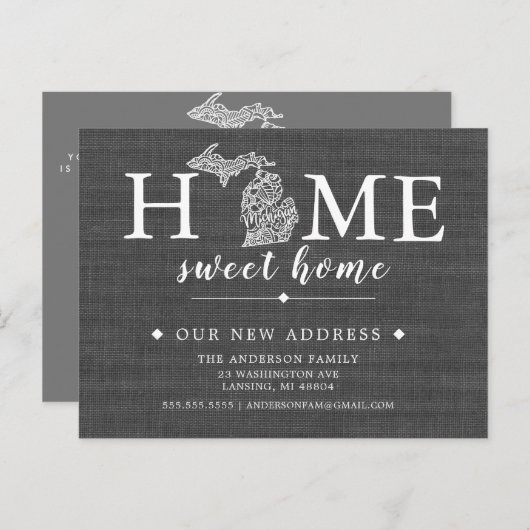 ミシガン州引越案内はがき 案内ポストカード (正面/裏面)