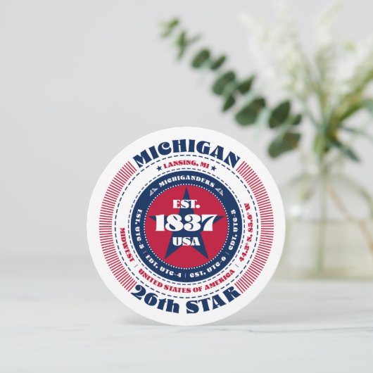 ミシガン州循環タイポグラフィフラットカード (スタンド正面)