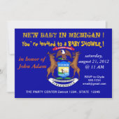 ミシガン州旗とベビーシャワー招待状 招待状 (正面)