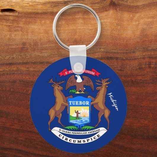 ミシガン州旗とミシガン州の休日，愛国者/スポーツ キーホルダー (正面)