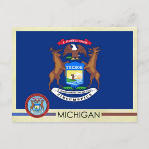 ミシガン州旗と封印 ポストカード