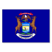 ミシガン州旗と愛国的なテーブルカード テーブルナンバー (裏面)