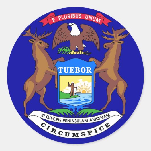 ミシガン州旗のシール ラウンドシール (正面)